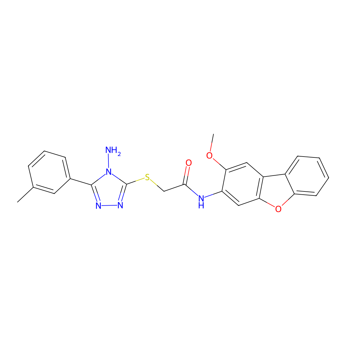 Acetamide, 2-[[4-amino-5-(3-methylphenyl)-4H-1,2,4-triazol-3-yl]thio]-N-(2-methoxy-3-dibenzofuranyl)-(9CI) molecular structure, CAS 578719-36-5