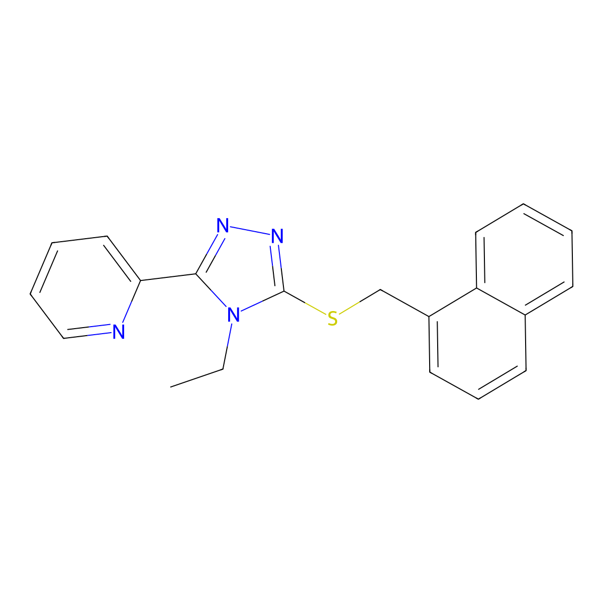 2-(4-Ethyl-5-((1-naphthylmethyl)thio)-4H-1,2,4-triazol-3-YL)pyridine molecular structure, CAS 578719-50-3