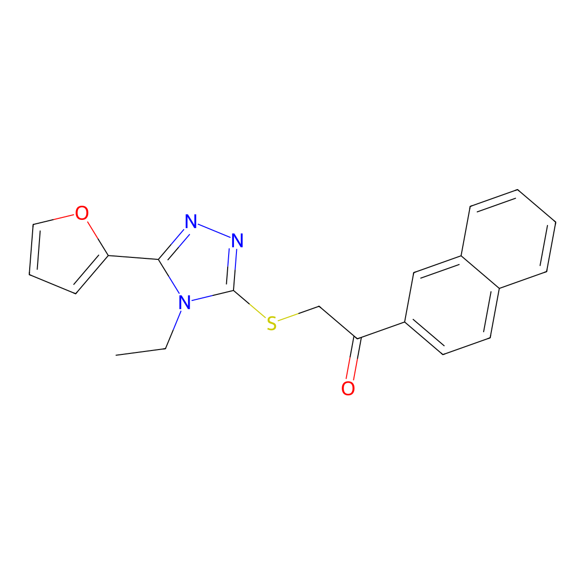 2-(4-Ethyl-5-furan-2-yl-4H-[1,2,4]triazol-3-ylsulfanyl)-1-naphthalen-2-yl-ethanone molecular structure, CAS 578719-81-0