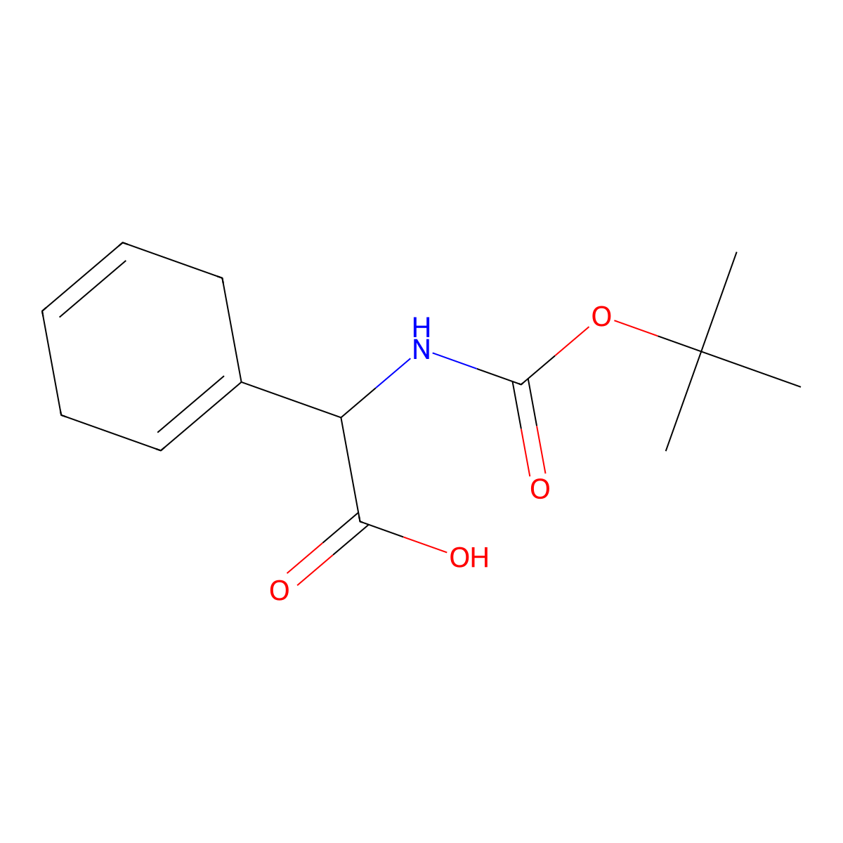 Boc-2,5-dihydro-D-phenylglycine molecular structure, CAS 57872-59-0