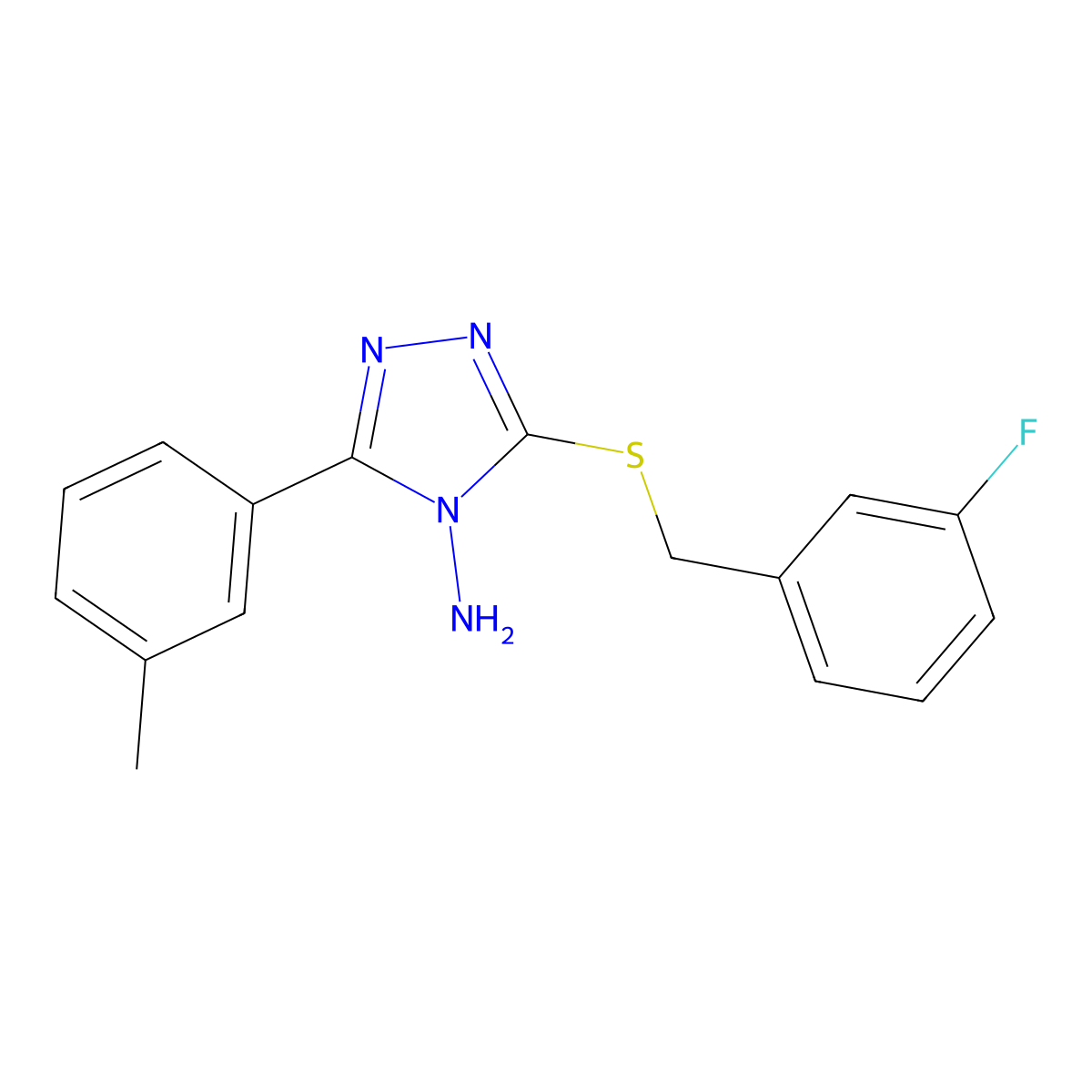 3-[(3-Fluorophenyl)methylthio]-5-(3-methylphenyl)-1,2,4-triazole-4-ylamine molecular structure, CAS 578720-11-3