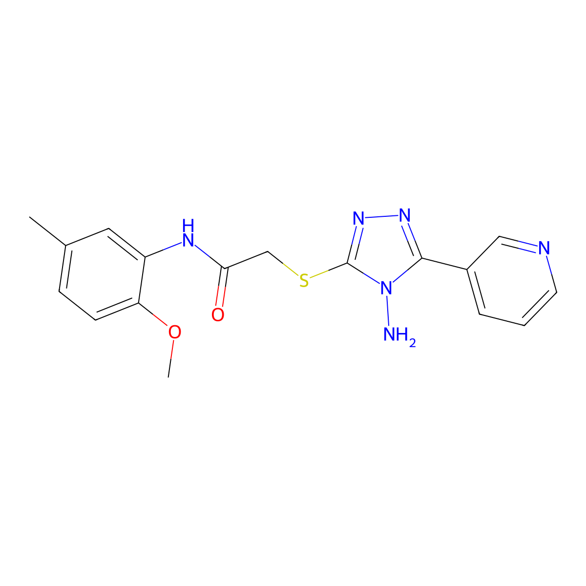 2-((4-amino-5-(pyridin-3-yl)-4H-1,2,4-triazol-3-yl)thio)-N-(2-methoxy-5-methylphenyl)acetamide molecular structure, CAS 578720-32-8