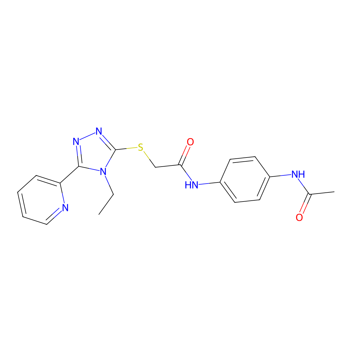 N-[4-(Acetylamino)phenyl]-2-{[4-ethyl-5-(2-pyridinyl)-4H-1,2,4-triazol-3-YL]sulfanyl}acetamide molecular structure, CAS 578720-61-3
