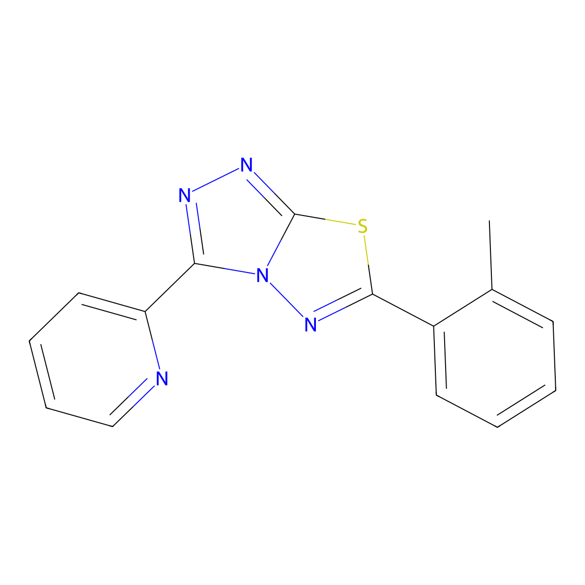 6-(2-Methylphenyl)-3-pyridin-2-yl-[1,2,4]triazolo[3,4-b][1,3,4]thiadiazole molecular structure, CAS 578720-75-9