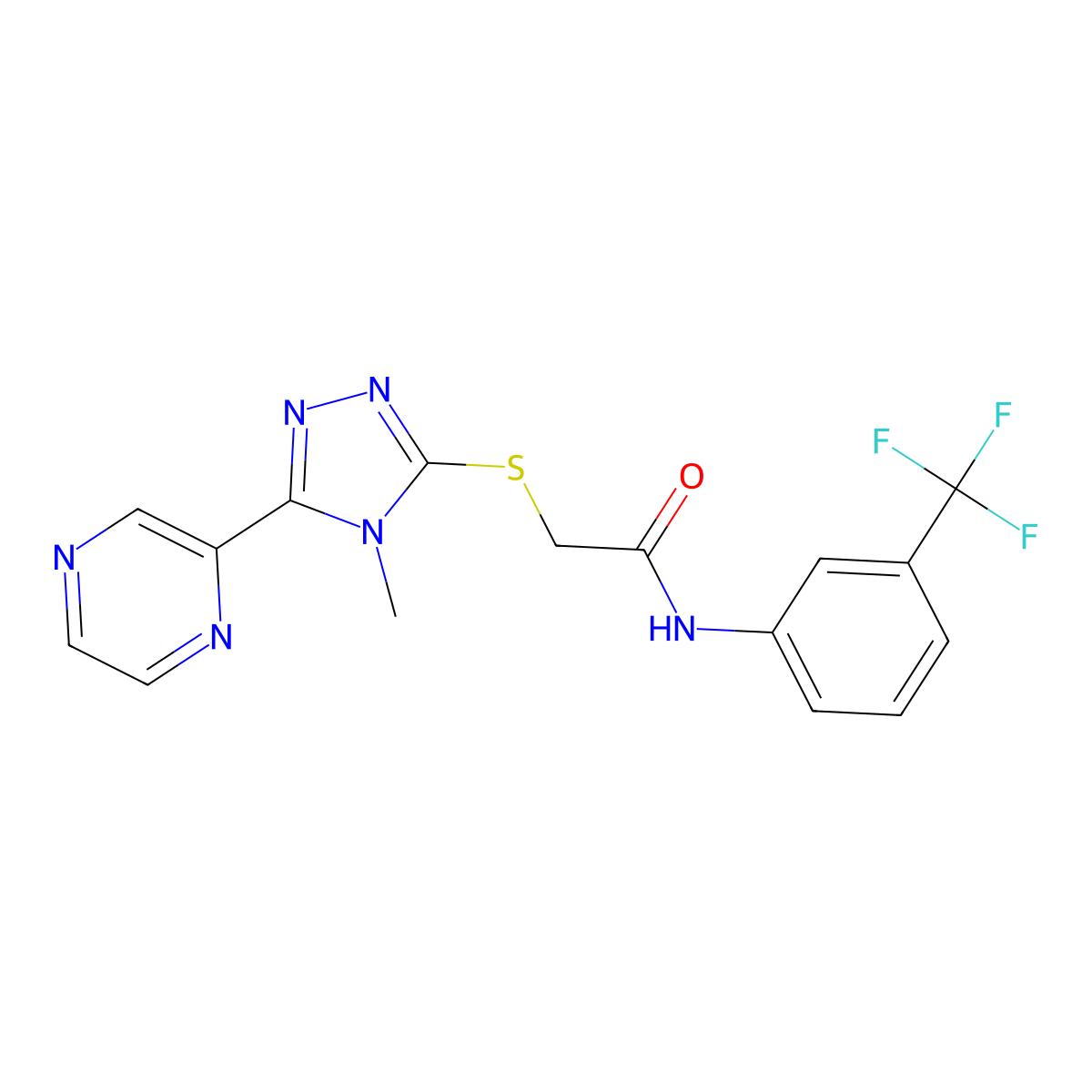 2-{[4-methyl-5-(pyrazin-2-yl)-4H-1,2,4-triazol-3-yl]sulfanyl}-N-[3-(trifluoromethyl)phenyl]acetamide molecular structure, CAS 578720-85-1