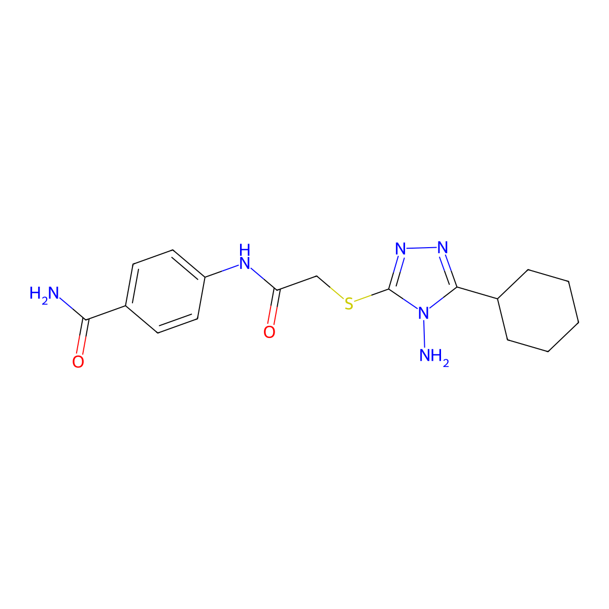 4-({[(4-amino-5-cyclohexyl-4H-1,2,4-triazol-3-yl)sulfanyl]acetyl}amino)benzamide molecular structure, CAS 578720-88-4