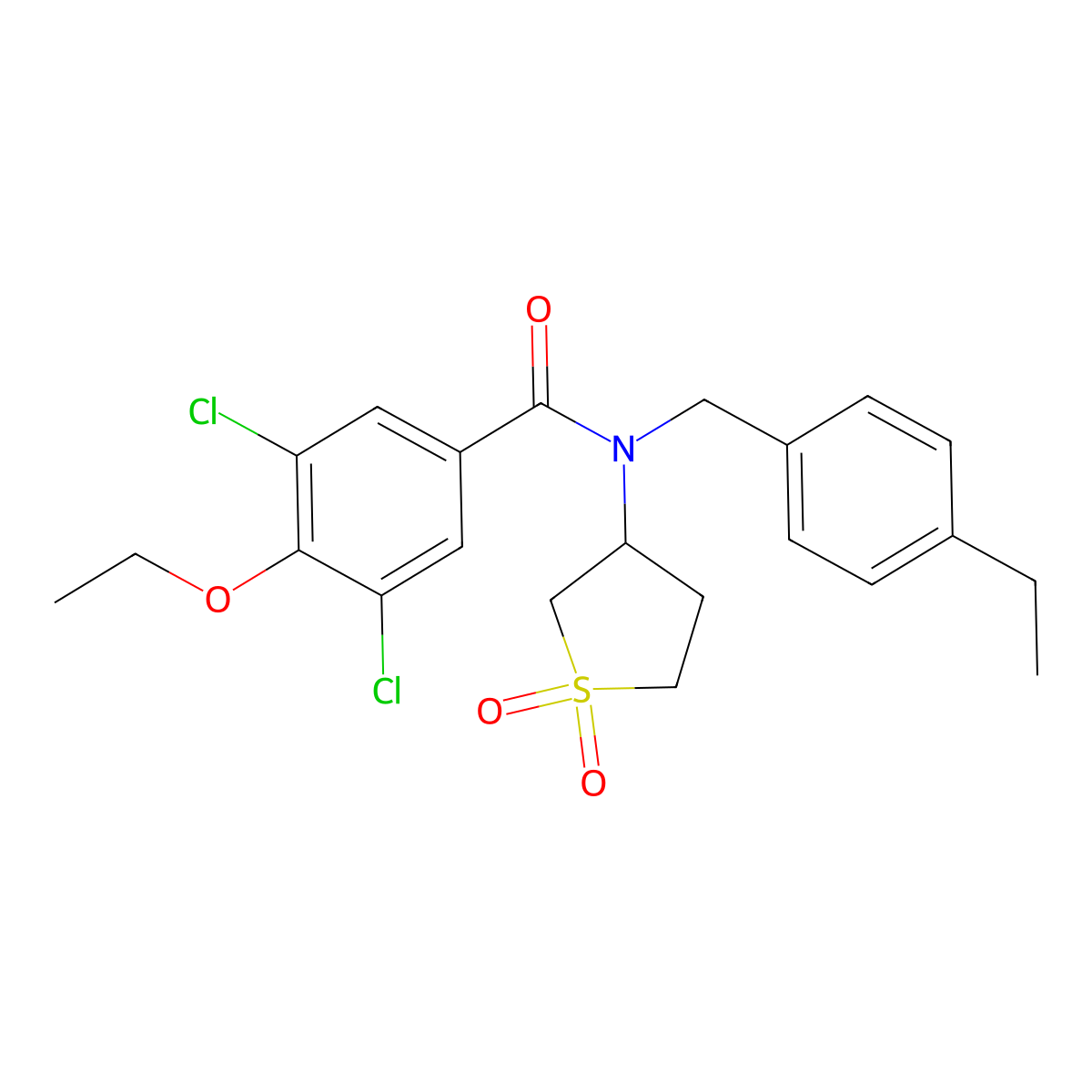 3,5-dichloro-N-(1,1-dioxidotetrahydrothiophen-3-yl)-4-ethoxy-N-(4-ethylbenzyl)benzamide molecular structure, CAS 578720-91-9