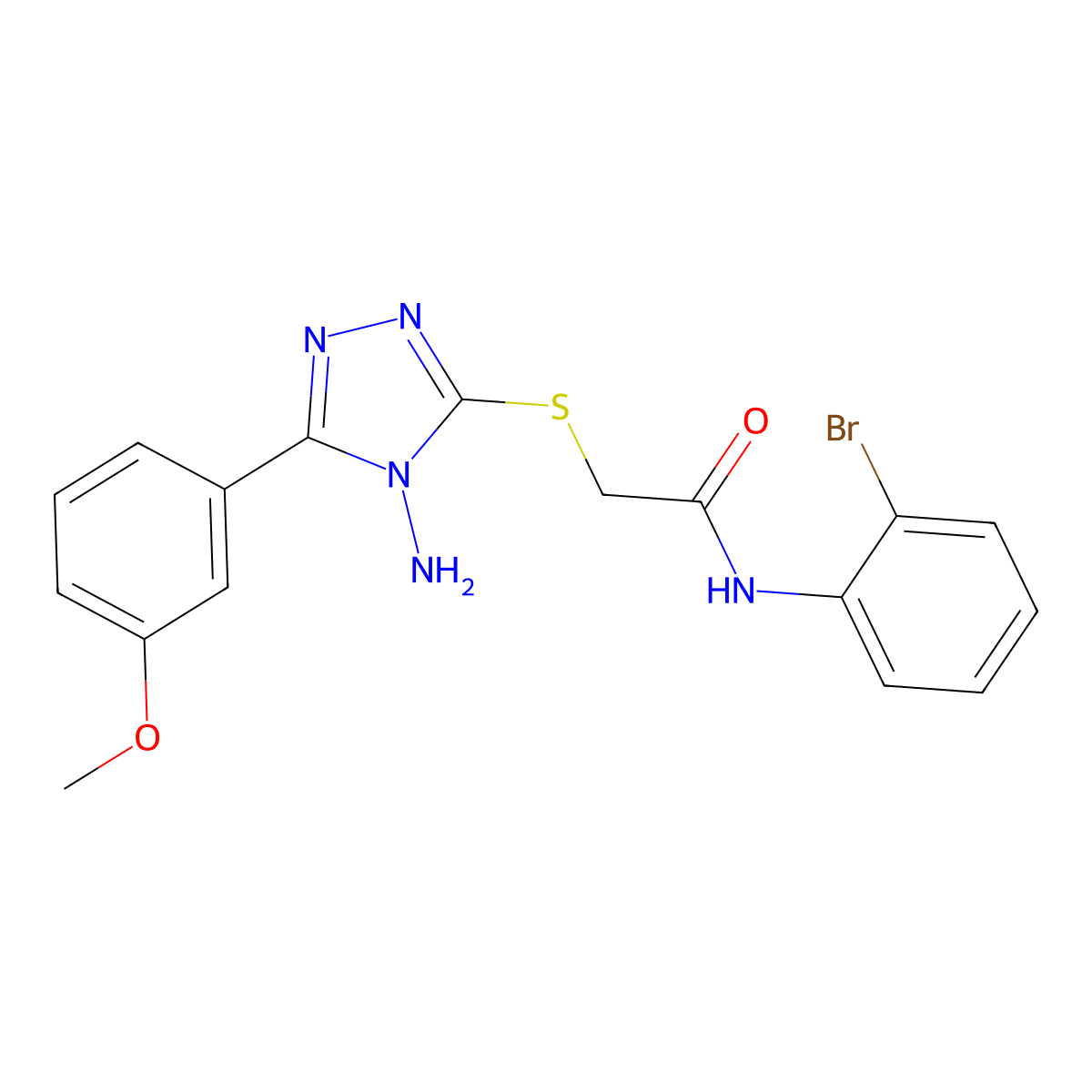 2-[4-amino-5-(3-methoxyphenyl)(1,2,4-triazol-3-ylthio)]-N-(2-bromophenyl)aceta mide molecular structure, CAS 578721-59-2