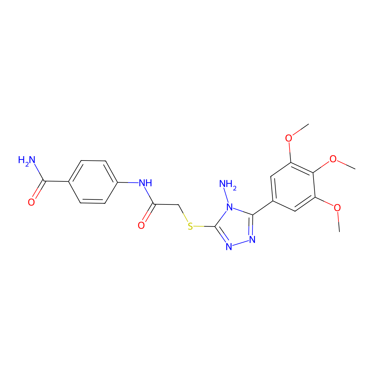 4-[({[4-amino-5-(3,4,5-trimethoxyphenyl)-4H-1,2,4-triazol-3-yl]sulfanyl}acetyl)amino]benzamide molecular structure, CAS 578721-65-0