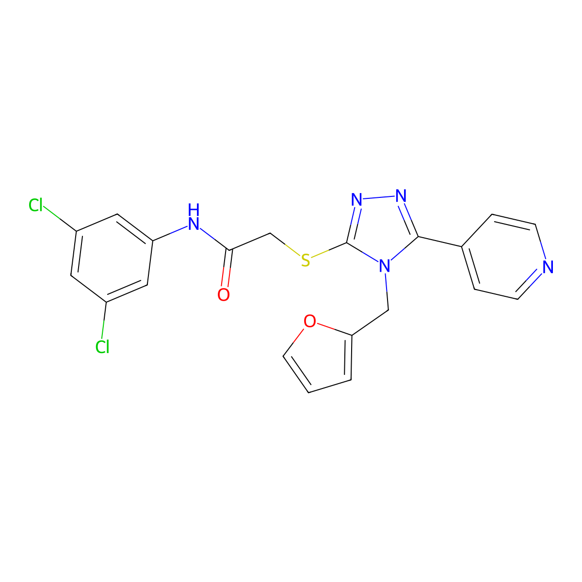 N-(3,5-dichlorophenyl)-2-{[4-(furan-2-ylmethyl)-5-(pyridin-4-yl)-4H-1,2,4-triazol-3-yl]sulfanyl}acetamide molecular structure, CAS 578721-80-9
