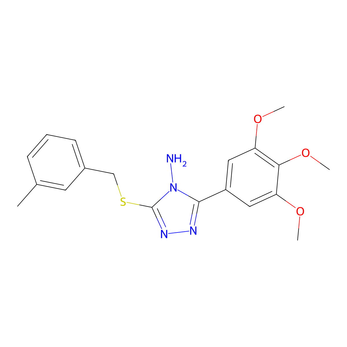 3-[(3-methylbenzyl)sulfanyl]-5-(3,4,5-trimethoxyphenyl)-4H-1,2,4-triazol-4-amine molecular structure, CAS 578721-89-8