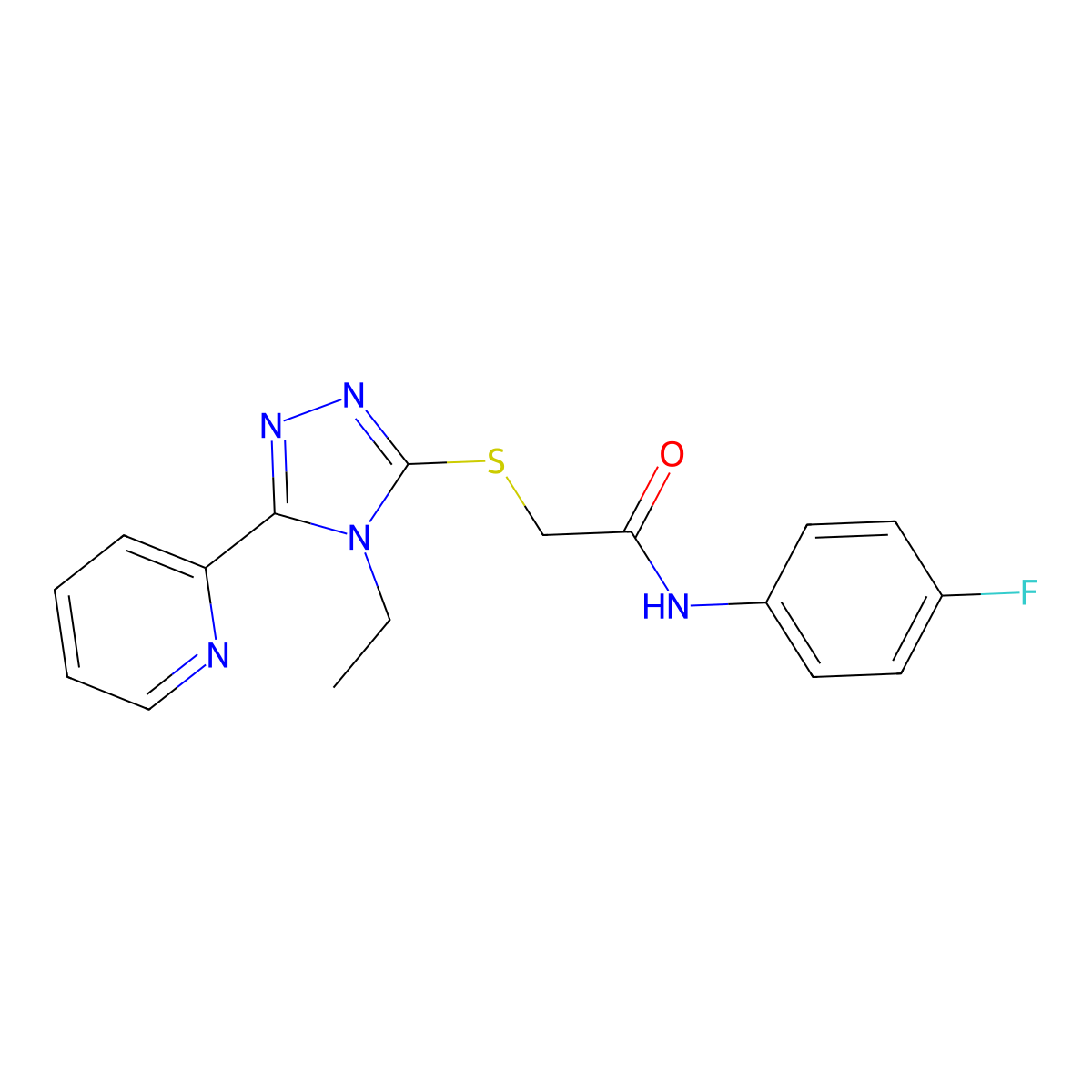 2-((4-ET-5-(2-Pyridinyl)-4H-1,2,4-triazol-3-YL)thio)-N-(4-fluorophenyl)acetamide molecular structure, CAS 578721-96-7