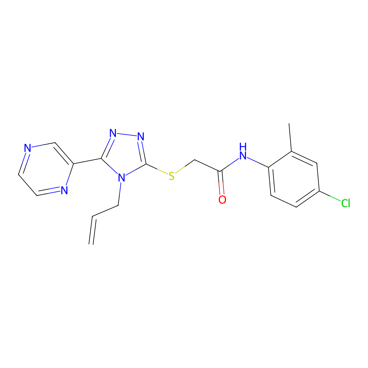 N-(4-chloro-2-methylphenyl)-2-{[4-(prop-2-en-1-yl)-5-(pyrazin-2-yl)-4H-1,2,4-triazol-3-yl]sulfanyl}acetamide molecular structure, CAS 578722-19-7
