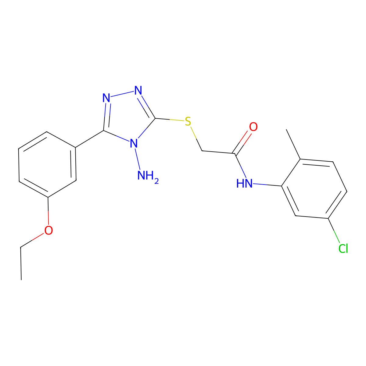 2-[4-amino-5-(3-ethoxyphenyl)(1,2,4-triazol-3-ylthio)]-N-(5-chloro-2-methylphe nyl)acetamide molecular structure, CAS 578722-24-4