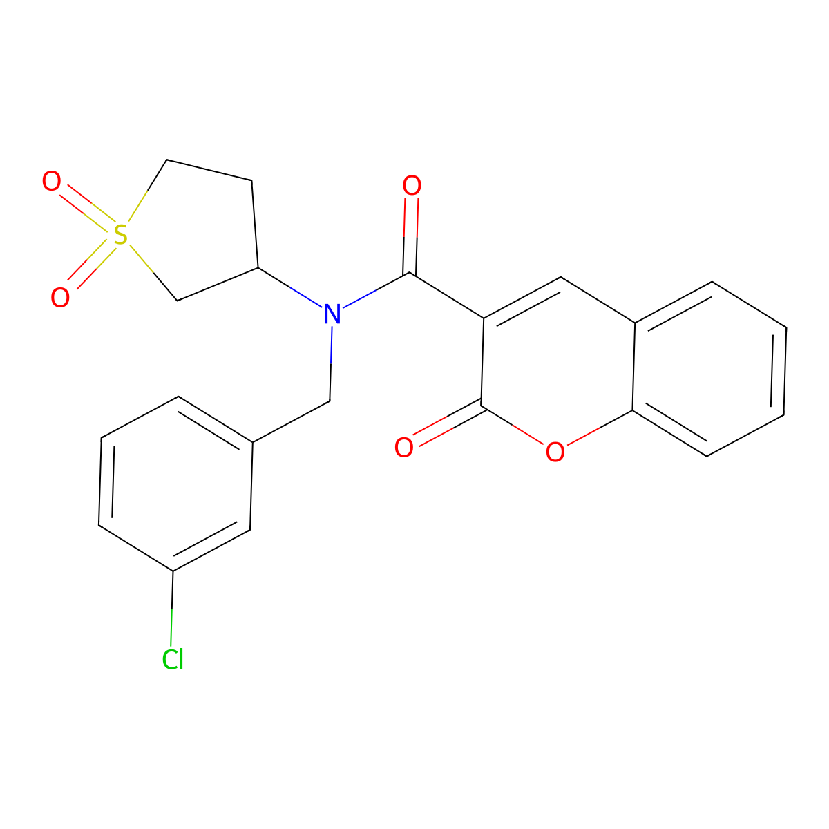 N-(3-chlorobenzyl)-N-(1,1-dioxidotetrahydrothiophen-3-yl)-2-oxo-2H-chromene-3-carboxamide molecular structure, CAS 578722-29-9