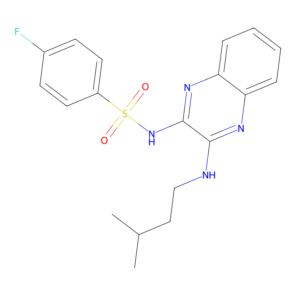 4-fluoro-N-(3-(isopentylamino)quinoxalin-2-yl)benzenesulfonamide molecular structure, CAS 578722-40-4