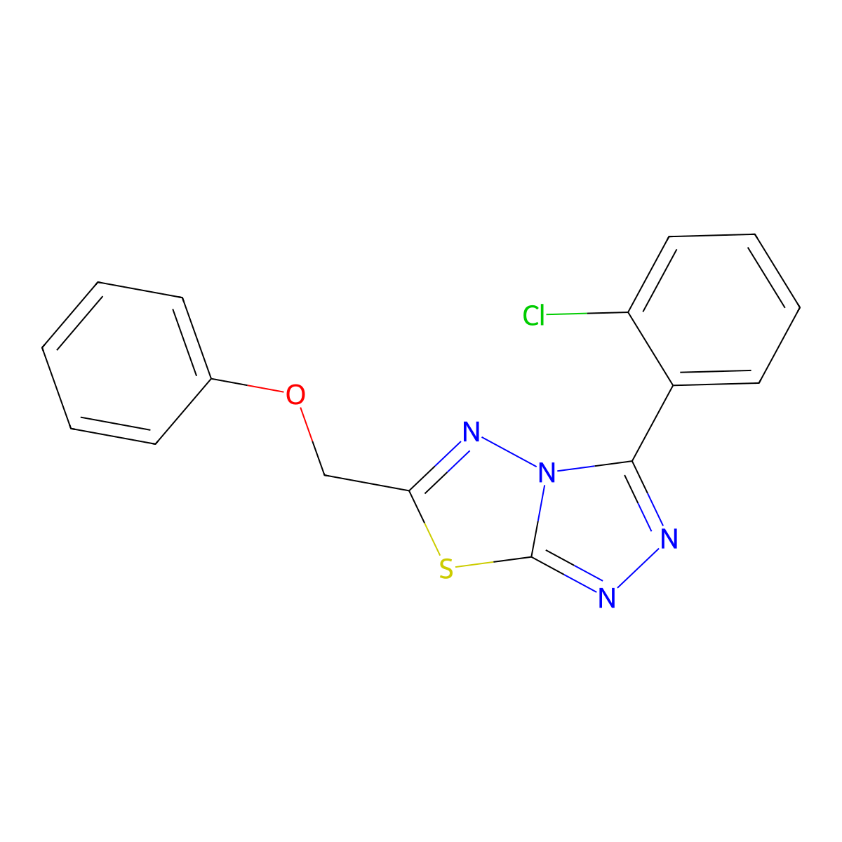 3-(2-Chlorophenyl)-6-(phenoxymethyl)-[1,2,4]triazolo[3,4-b][1,3,4]thiadiazole molecular structure, CAS 578722-47-1