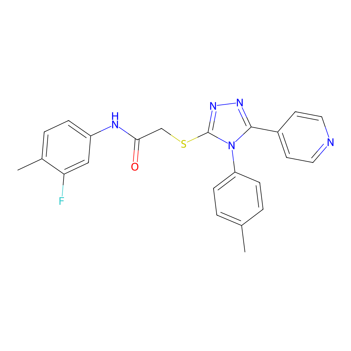 N-(3-Fluoro-4-methylphenyl)-2-{[4-(4-methylphenyl)-5-(4-pyridinyl)-4H-1,2,4-triazol-3-YL]sulfanyl}acetamide molecular structure, CAS 578722-52-8