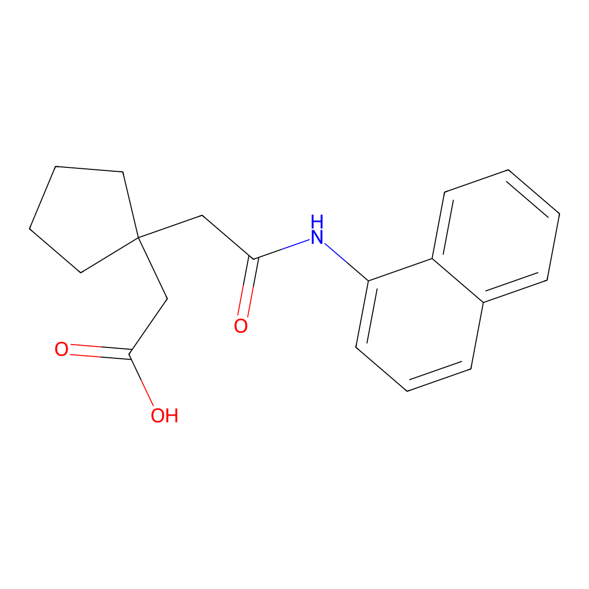 {1-[2-(Naphthalen-1-ylamino)-2-oxoethyl]cyclopentyl}acetic acid molecular structure, CAS 578722-54-0