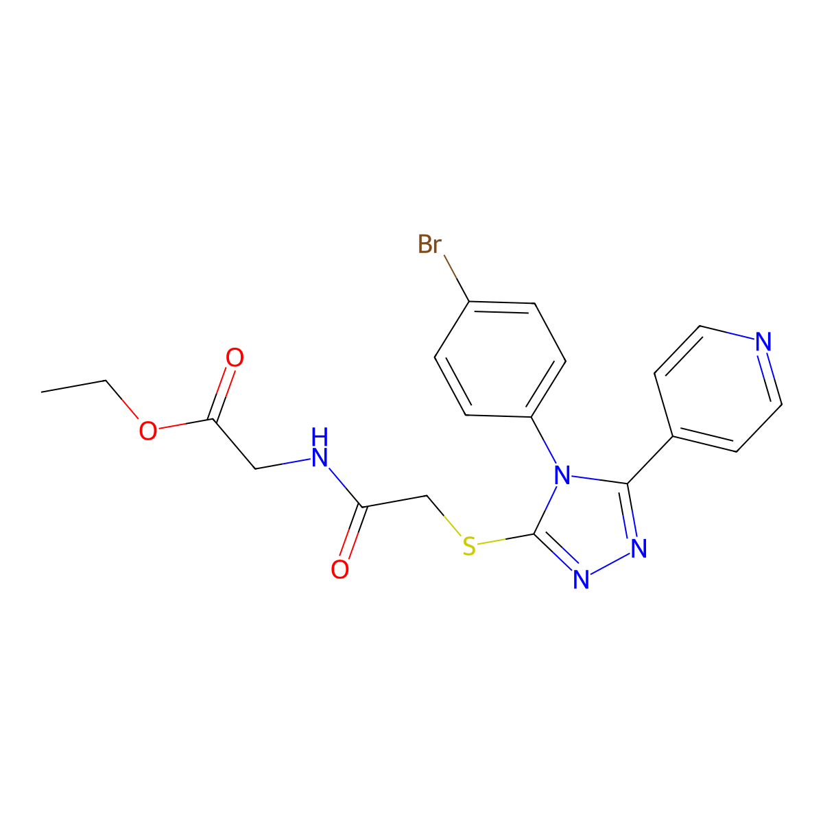 Ethyl 2-{2-[4-(4-bromophenyl)-5-(4-pyridyl)-1,2,4-triazol-3-ylthio]acetylamino}acetate molecular structure, CAS 578722-63-1