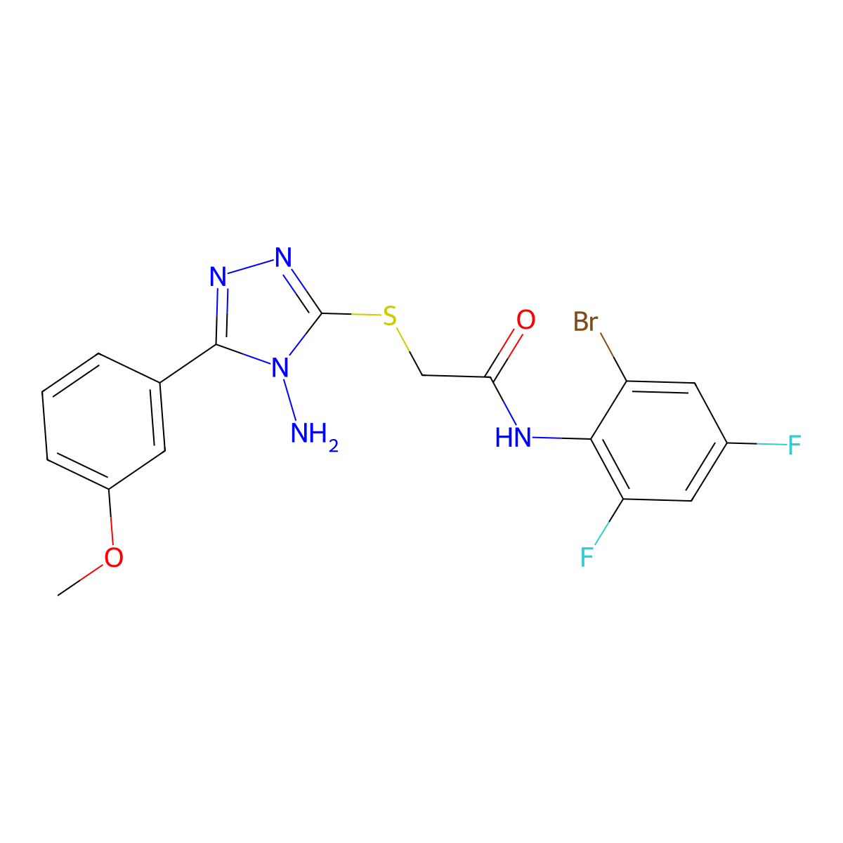 2-{[4-amino-5-(3-methoxyphenyl)-4H-1,2,4-triazol-3-yl]sulfanyl}-N-(2-bromo-4,6-difluorophenyl)acetamide molecular structure, CAS 578722-91-5