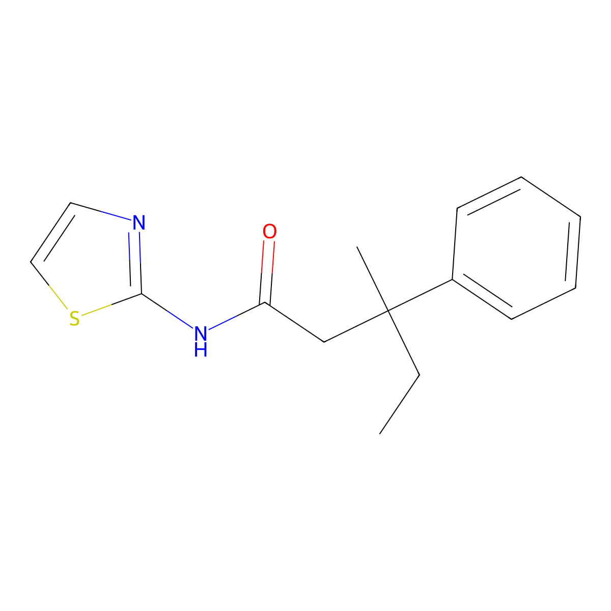 3-methyl-3-phenyl-N-(1,3-thiazol-2-yl)pentanamide molecular structure, CAS 578723-10-1