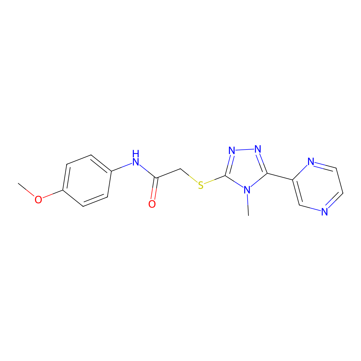 N-(4-methoxyphenyl)-2-{[4-methyl-5-(pyrazin-2-yl)-4H-1,2,4-triazol-3-yl]sulfanyl}acetamide molecular structure, CAS 578723-17-8