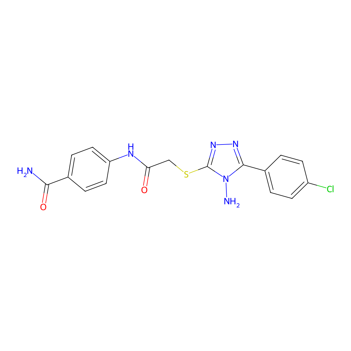 4-{2-[4-Amino-5-(4-chlorophenyl)-1,2,4-triazol-3-ylthio]acetylamino}benzamide molecular structure, CAS 578723-35-0