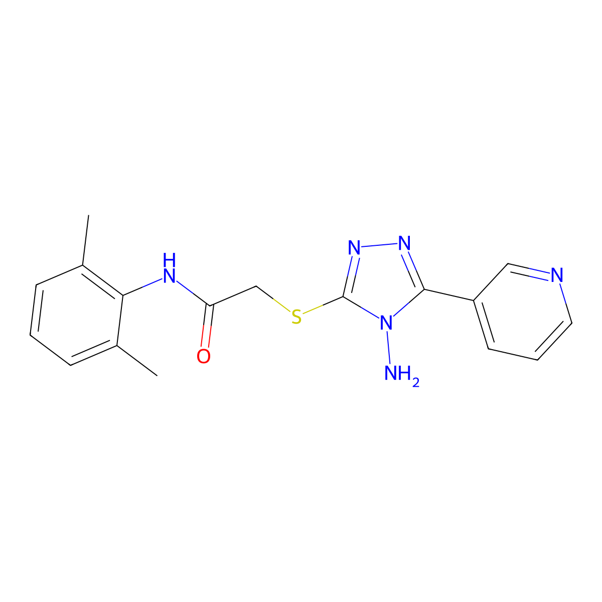 2-((4-amino-5-(pyridin-3-yl)-4H-1,2,4-triazol-3-yl)thio)-N-(2,6-dimethylphenyl)acetamide molecular structure, CAS 578723-44-1