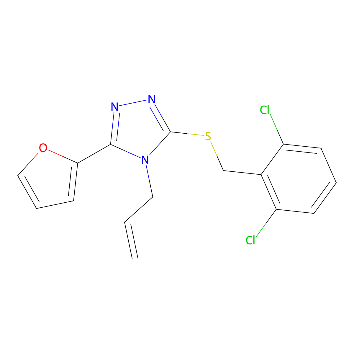 3-[(2,6-Dichlorophenyl)methylthio]-5-(2-furyl)-4-prop-2-enyl-1,2,4-triazole molecular structure, CAS 578723-53-2