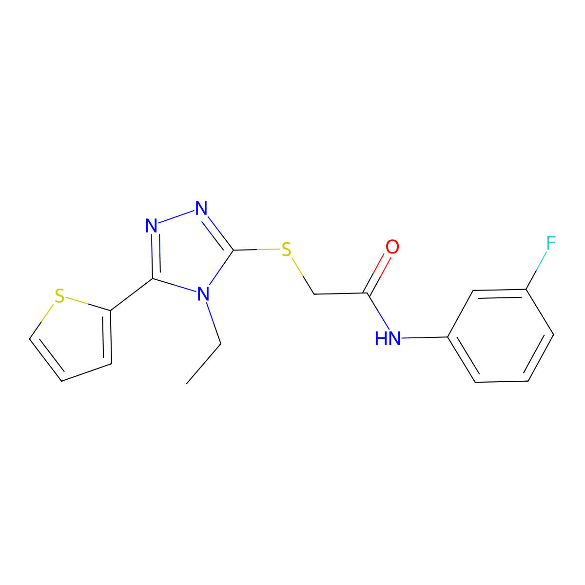 2-((4-ET-5-(2-Thienyl)-4H-1,2,4-triazol-3-YL)thio)-N-(3-fluorophenyl)acetamide molecular structure, CAS 578723-61-2