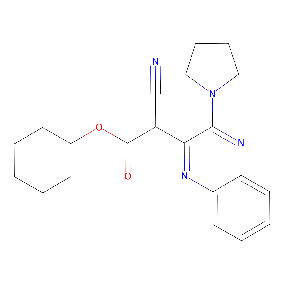 Cyclohexyl cyano[3-(pyrrolidin-1-yl)quinoxalin-2-yl]acetate molecular structure, CAS 578723-75-8