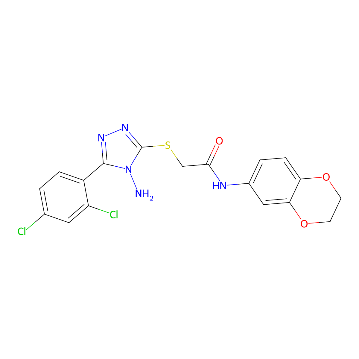 2-{[4-amino-5-(2,4-dichlorophenyl)-4H-1,2,4-triazol-3-yl]sulfanyl}-N-(2,3-dihydro-1,4-benzodioxin-6-yl)acetamide molecular structure, CAS 578723-77-0
