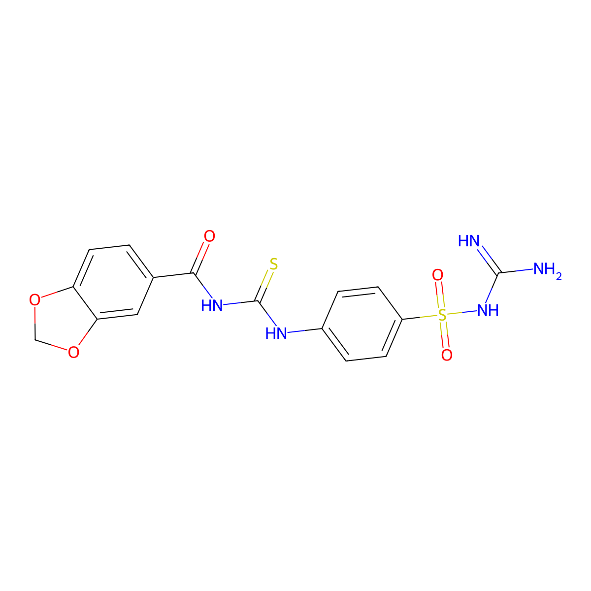N-[[4-(diaminomethylideneamino)sulfonylphenyl]carbamothioyl]-1,3-benzodioxole-5-carboxamide molecular structure, CAS 578723-84-9
