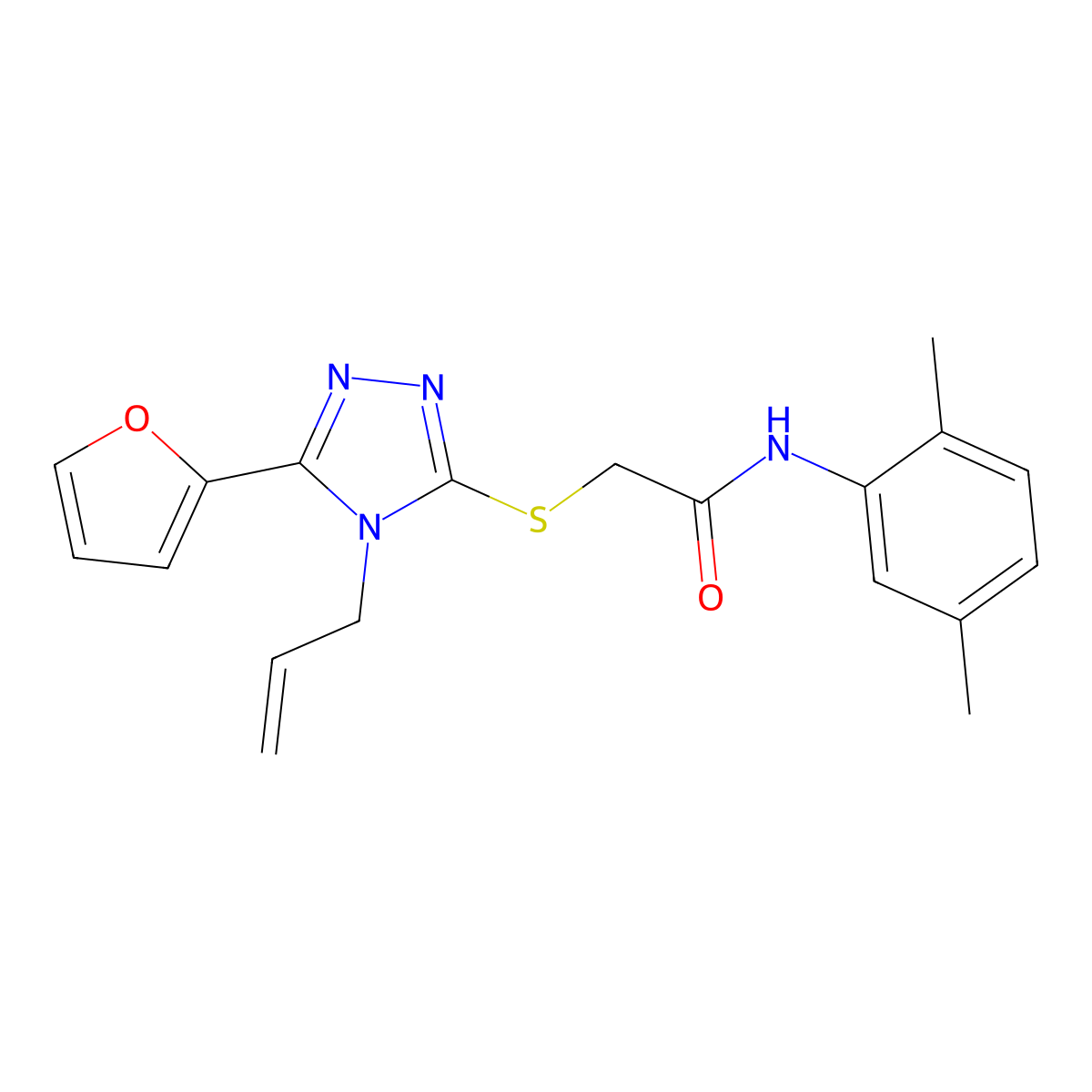 N-(2,5-dimethylphenyl)-2-{[5-(furan-2-yl)-4-(prop-2-en-1-yl)-4H-1,2,4-triazol-3-yl]sulfanyl}acetamide molecular structure, CAS 578723-94-1