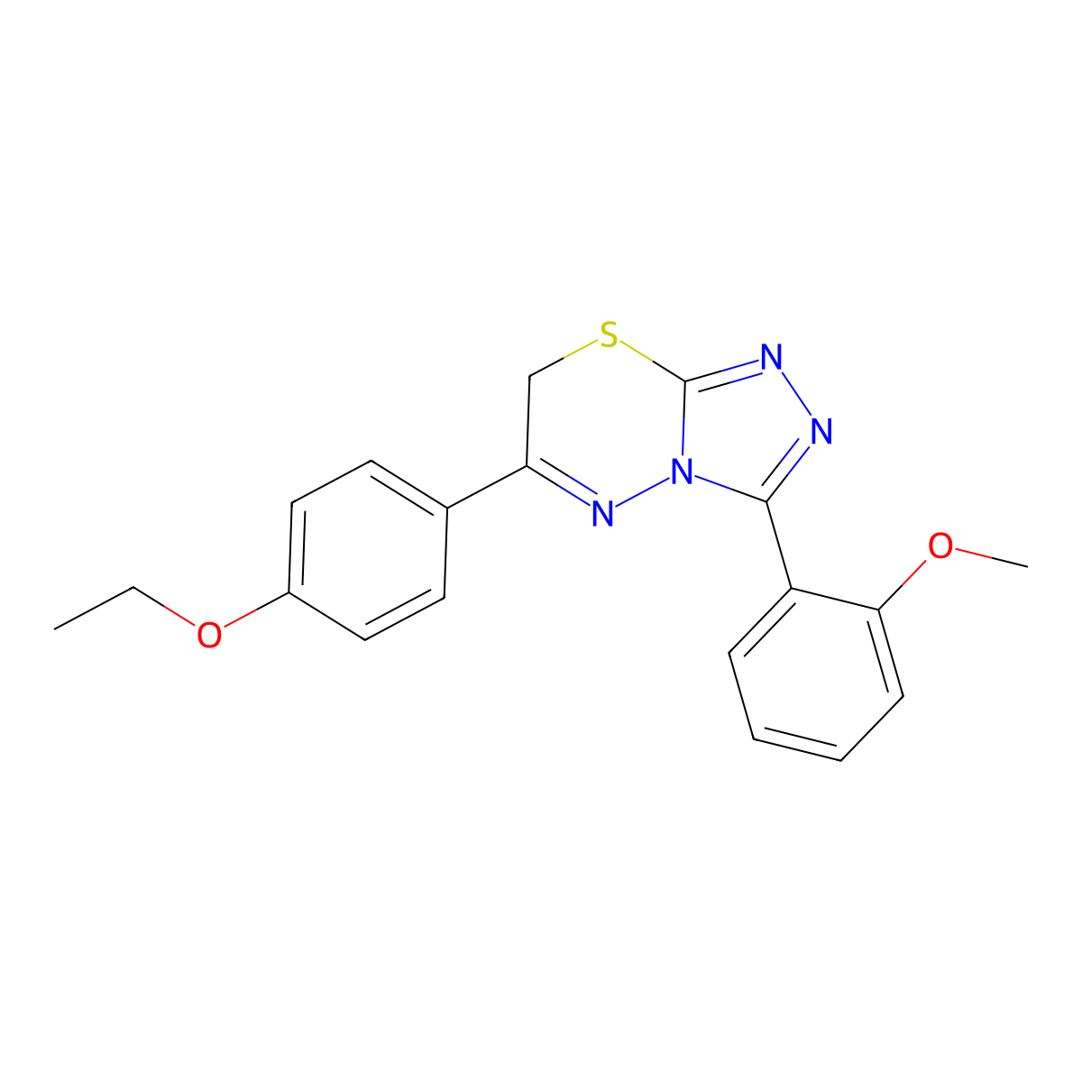 6-(4-ethoxyphenyl)-3-(2-methoxyphenyl)-7H-[1,2,4]triazolo[3,4-b][1,3,4]thiadiazine molecular structure, CAS 578723-96-3