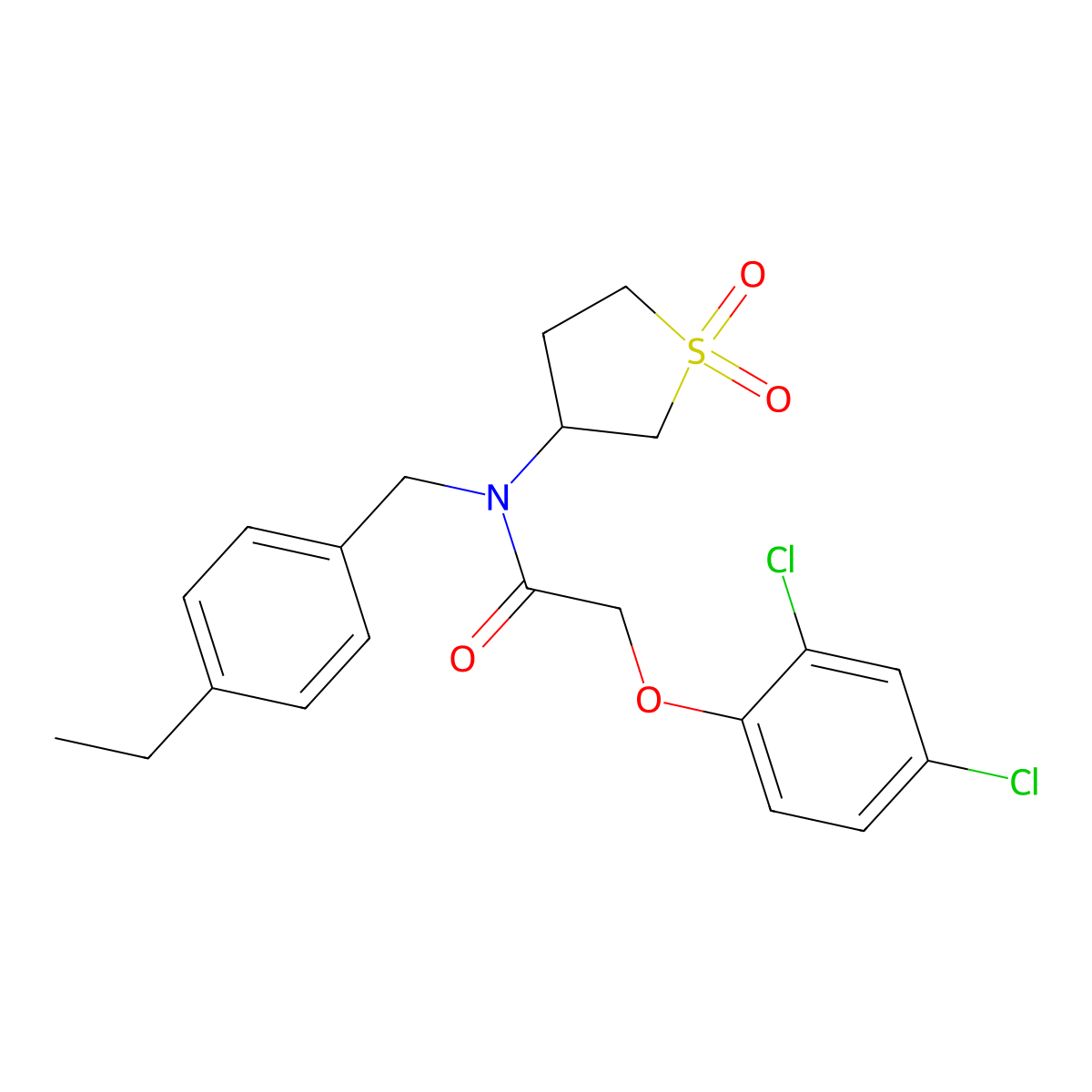 2-(2,4-dichlorophenoxy)-N-(1,1-dioxidotetrahydrothiophen-3-yl)-N-(4-ethylbenzyl)acetamide molecular structure, CAS 578724-04-6