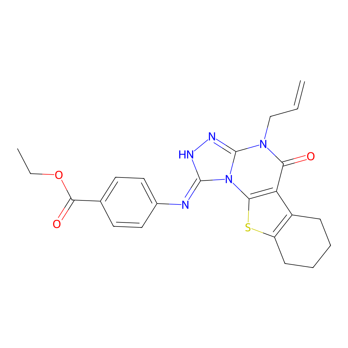 Ethyl 4-[(4-allyl-5-oxo-4,5,6,7,8,9-hexahydro[1]benzothieno[3,2-e][1,2,4]triazolo[4,3-a]pyrimidin-1-yl)amino]benzoate molecular structure, CAS 578724-12-6