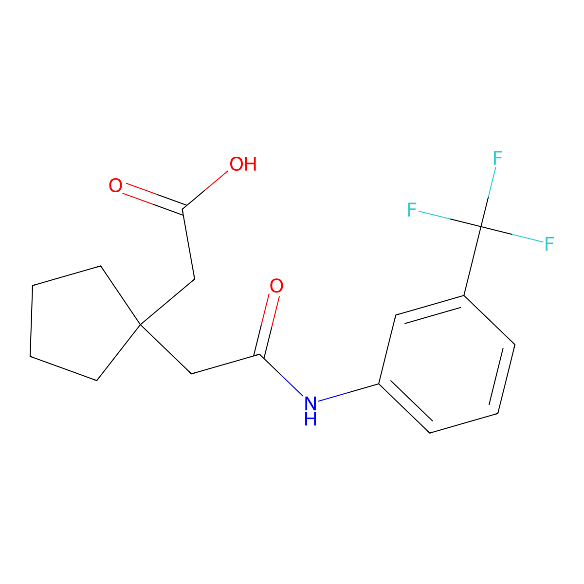 {1-[(3-Trifluoromethyl-phenylcarbamoyl)-methyl]-cyclopentyl}-acetic acid molecular structure, CAS 578732-25-9