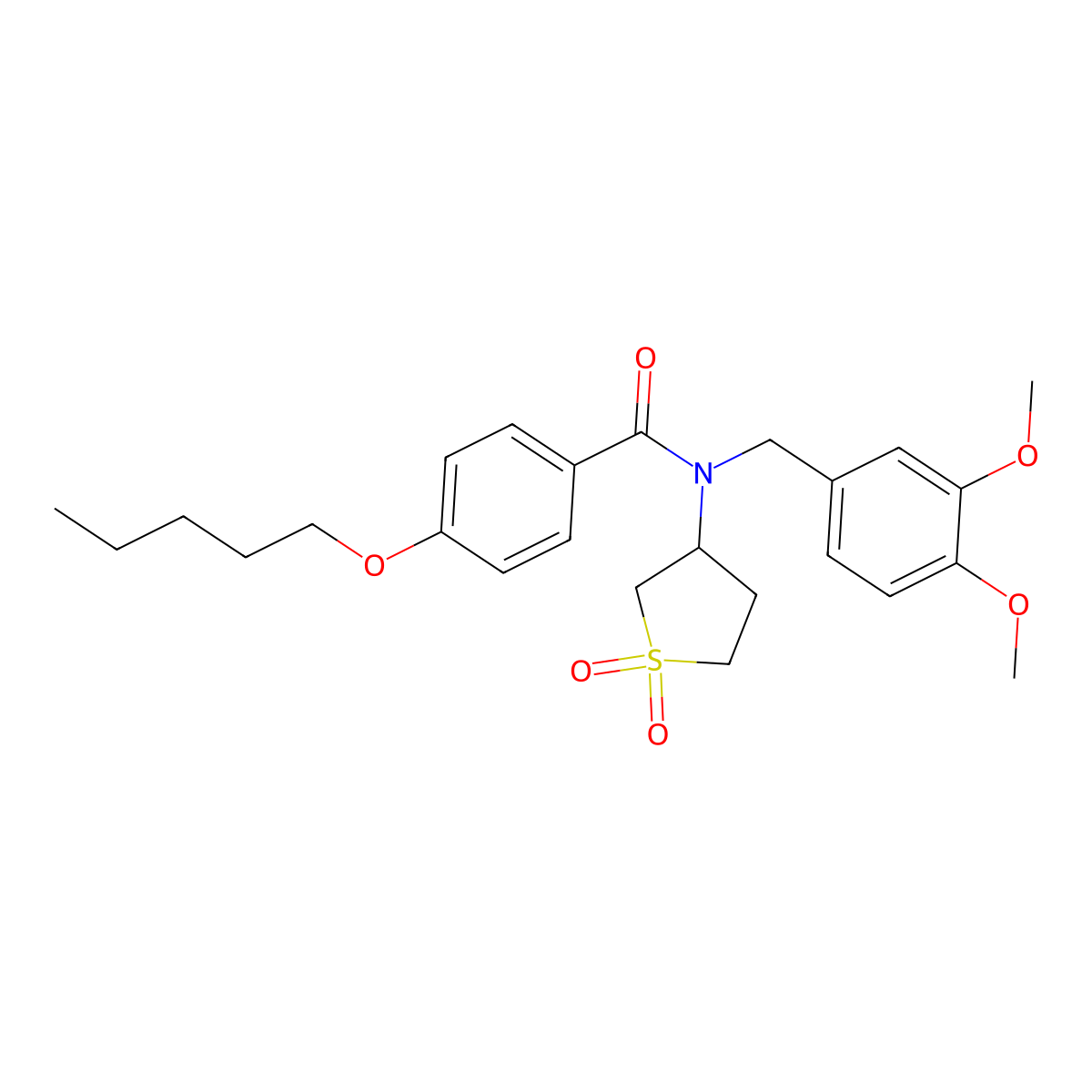N-[(3,4-dimethoxyphenyl)methyl]-N-(1,1-dioxothiolan-3-yl)-4-pentoxybenzamide molecular structure, CAS 578732-34-0