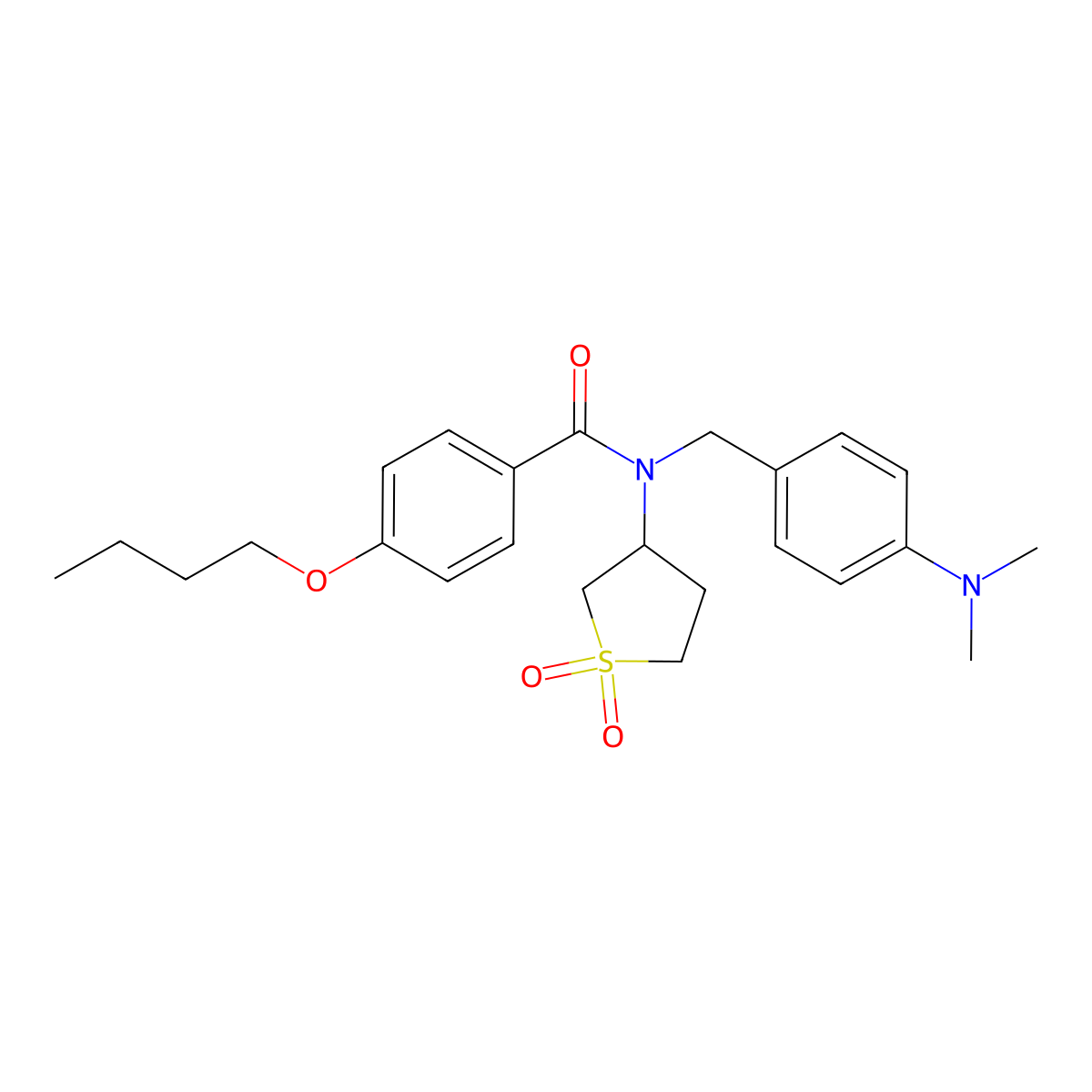 4-butoxy-N-[4-(dimethylamino)benzyl]-N-(1,1-dioxidotetrahydro-3-thienyl)benzamide molecular structure, CAS 578732-35-1