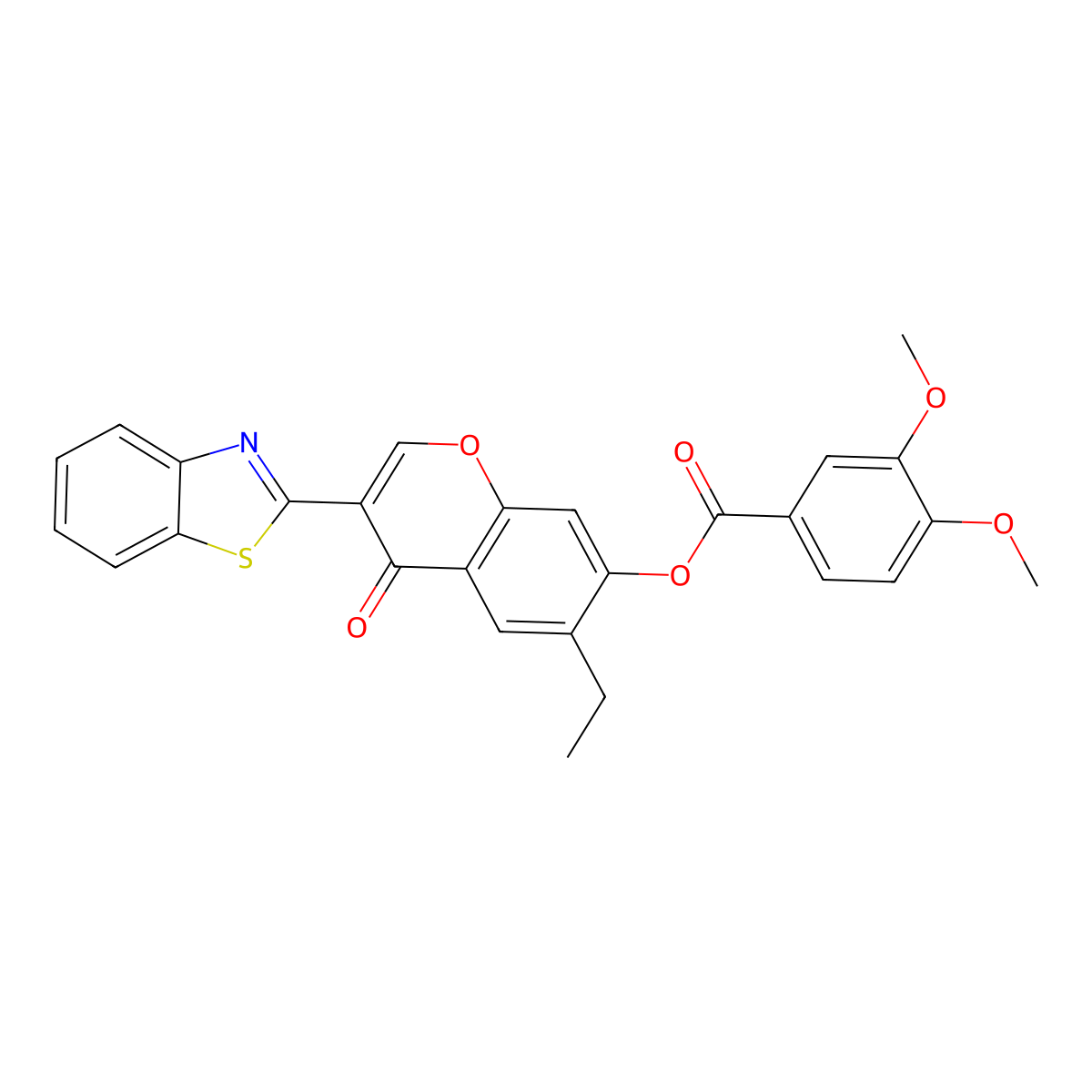 3-(benzo[d]thiazol-2-yl)-6-ethyl-4-oxo-4H-chromen-7-yl 3,4-dimethoxybenzoate molecular structure, CAS 578732-41-9