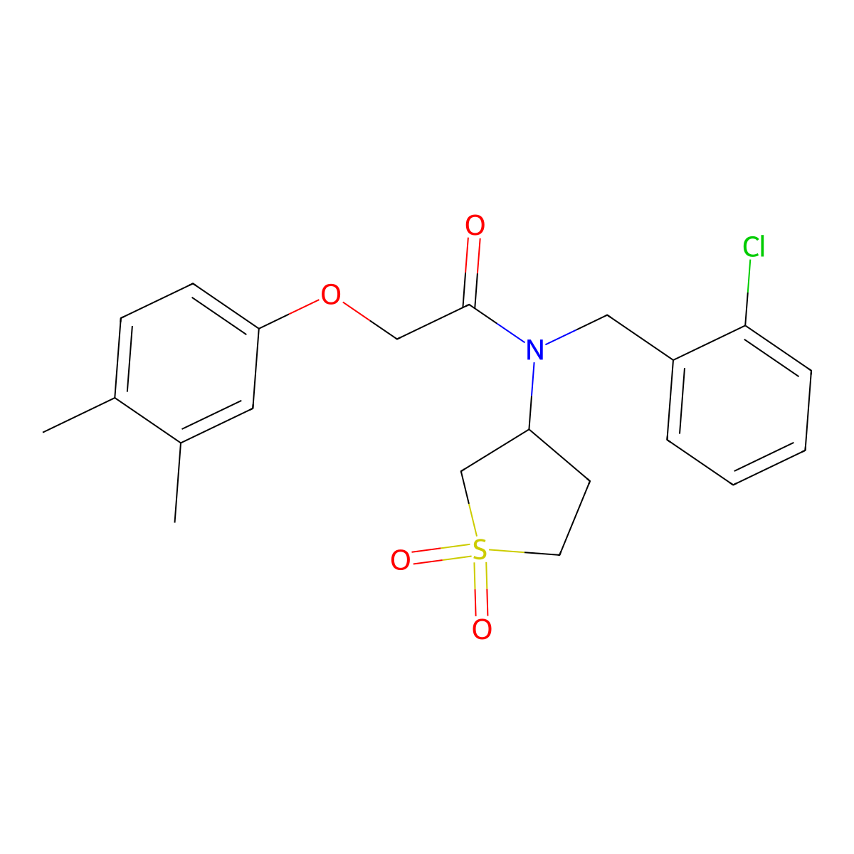 N-(2-chlorobenzyl)-2-(3,4-dimethylphenoxy)-N-(1,1-dioxidotetrahydrothiophen-3-yl)acetamide molecular structure, CAS 578732-43-1