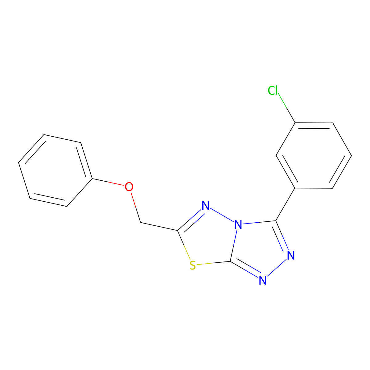 3-(3-Chlorophenyl)-6-(phenoxymethyl)-[1,2,4]triazolo[3,4-b][1,3,4]thiadiazole molecular structure, CAS 578732-57-7