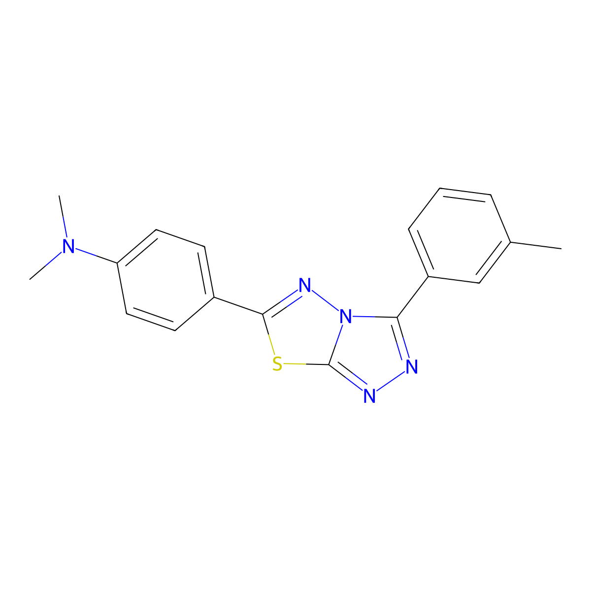 N,N-dimethyl-4-[3-(3-methylphenyl)-[1,2,4]triazolo[3,4-b][1,3,4]thiadiazol-6-yl]aniline molecular structure, CAS 578732-70-4