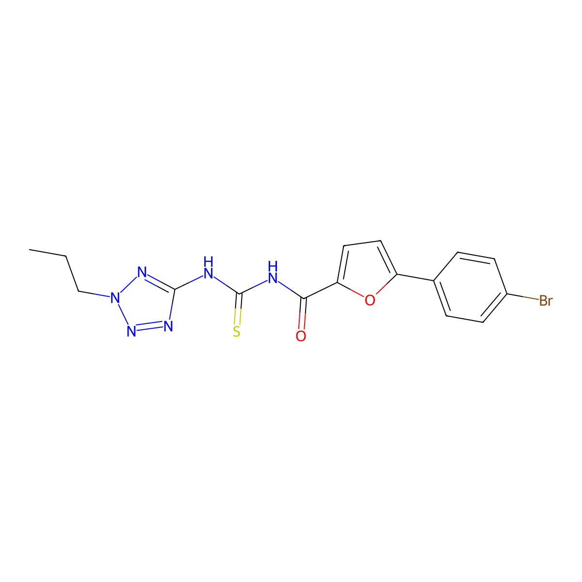 5-(4-bromophenyl)-N-[(2-propyltetrazol-5-yl)carbamothioyl]furan-2-carboxamide molecular structure, CAS 578732-80-6