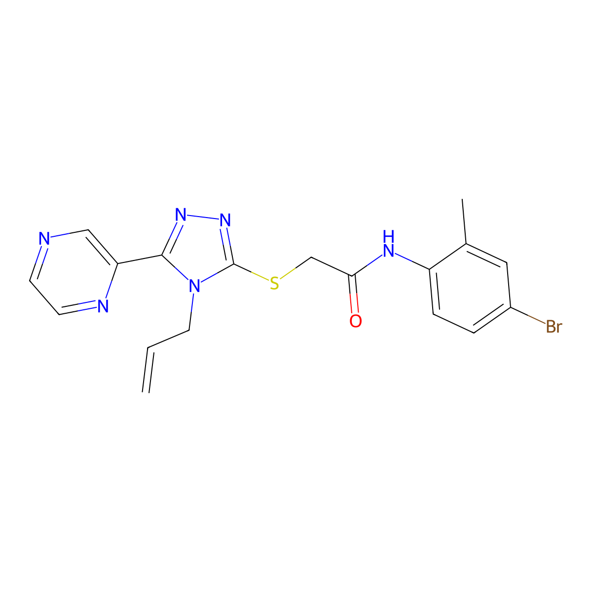 N-(4-bromo-2-methylphenyl)-2-{[4-(prop-2-en-1-yl)-5-(pyrazin-2-yl)-4H-1,2,4-triazol-3-yl]sulfanyl}acetamide molecular structure, CAS 578732-89-5