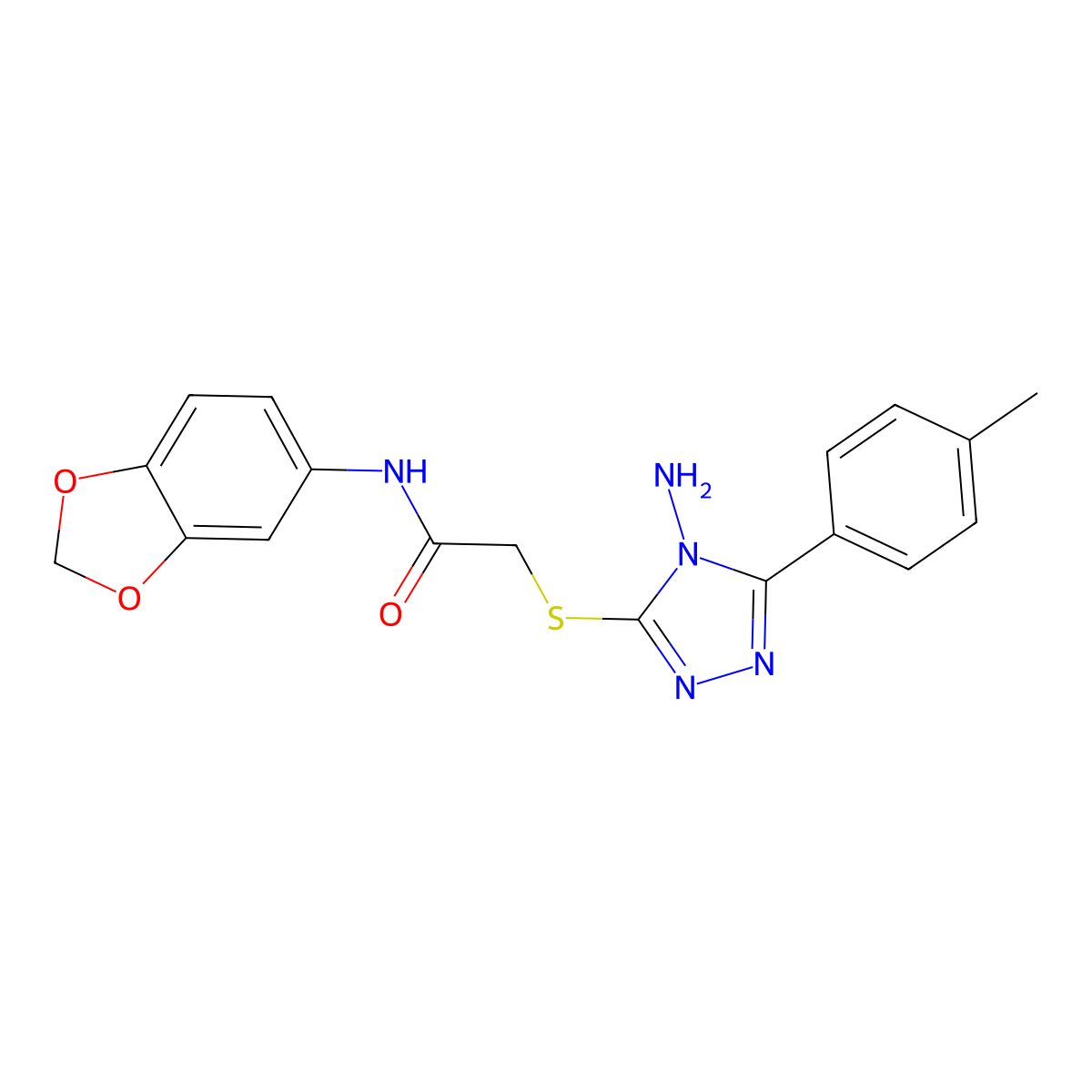 2-{[4-amino-5-(4-methylphenyl)-4H-1,2,4-triazol-3-yl]sulfanyl}-N-(2H-1,3-benzodioxol-5-yl)acetamide molecular structure, CAS 578732-93-1