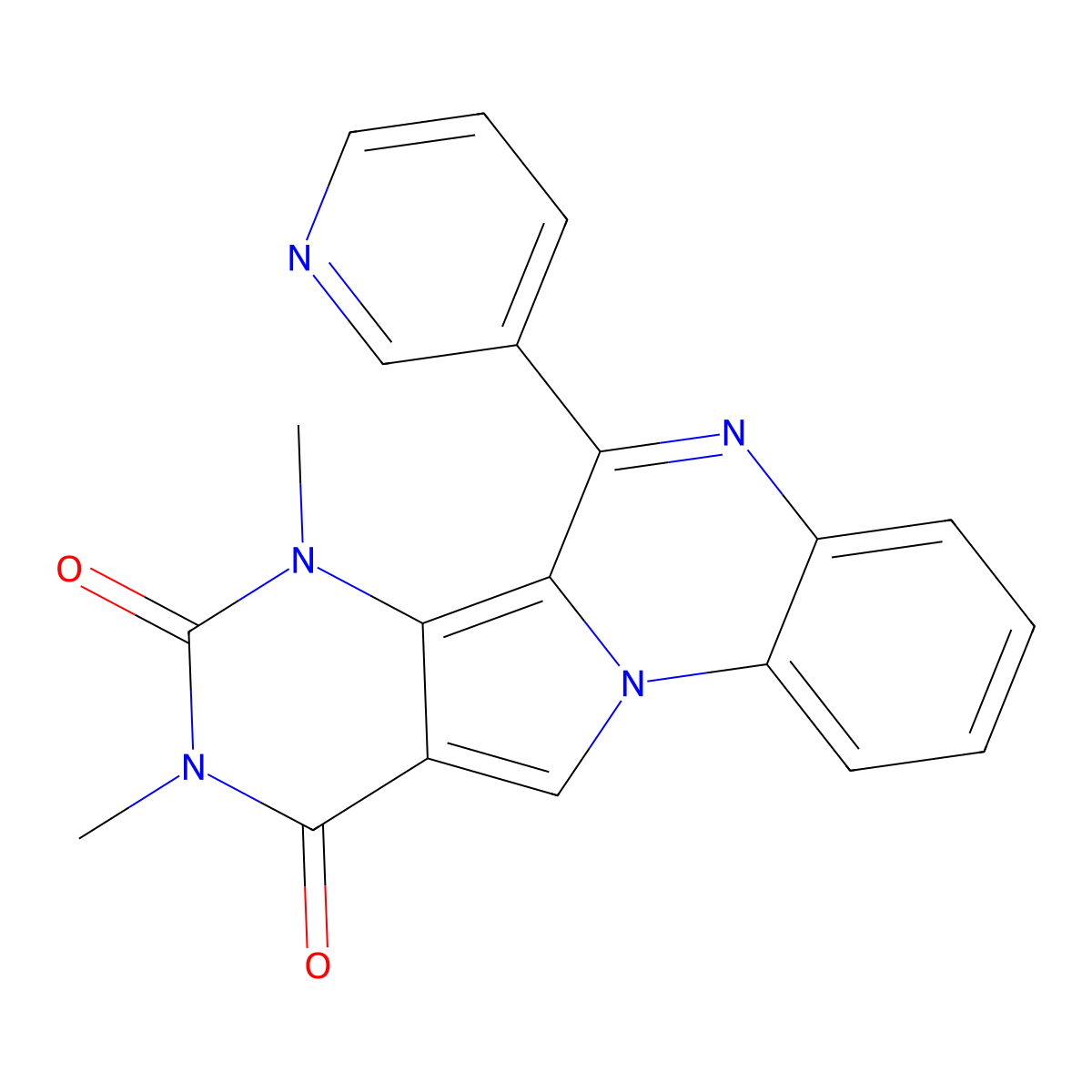 7,9-dimethyl-6-(pyridin-3-yl)pyrimido[4',5':3,4]pyrrolo[1,2-a]quinoxaline-8,10(7H,9H)-dione molecular structure, CAS 578732-95-3