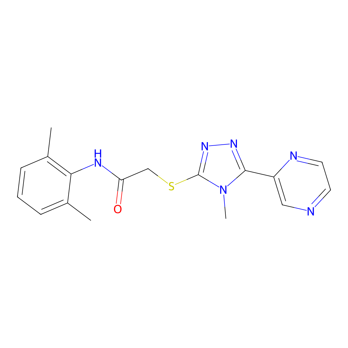 N-(2,6-dimethylphenyl)-2-{[4-methyl-5-(pyrazin-2-yl)-4H-1,2,4-triazol-3-yl]sulfanyl}acetamide molecular structure, CAS 578733-20-7
